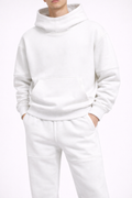 Trening Oversize Gros Vătuit Bărbați – Hanorac și Pantaloni Alb/Negru Casual