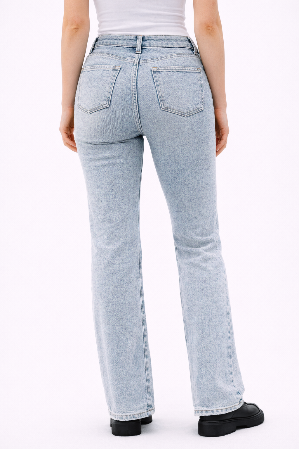 Blugi Damă Bootcut cu Pietricele Strălucitoare Albastru Deschis