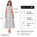 Rochie dama eleganta midi cu buline, fara maneci, croi clos, guler inalt, alba cu buline negre, casual, office, de ocazie