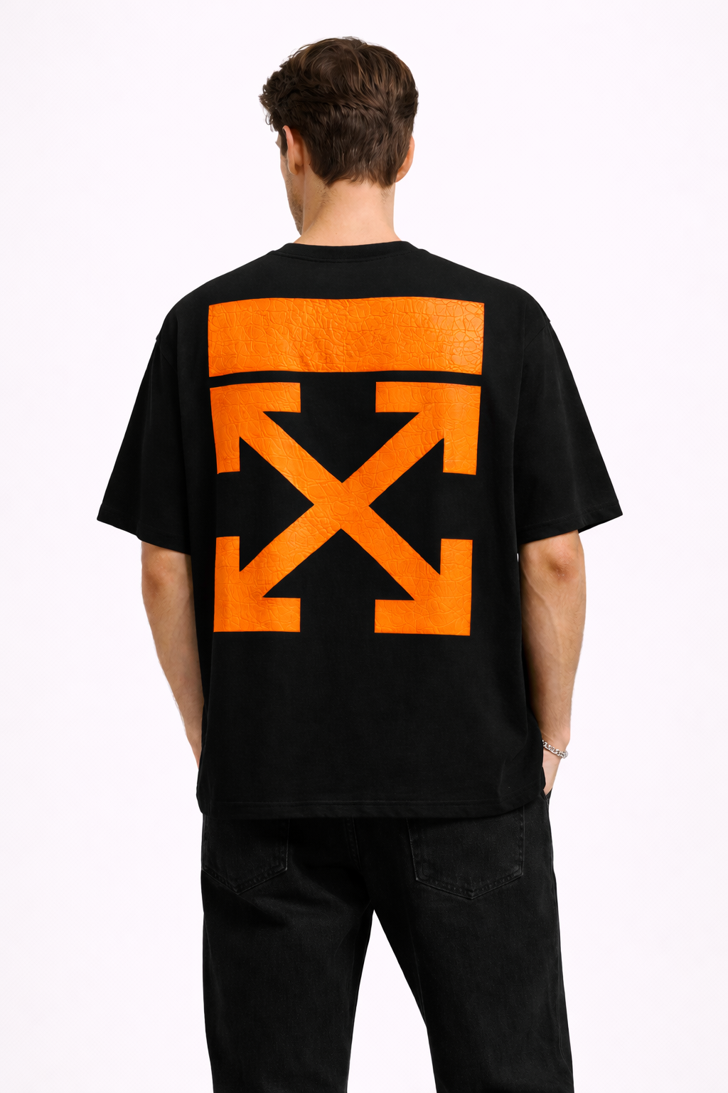 Tricou Bărbați Oversize Negru cu Print Streetwear, Casual Modern