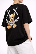 Tricou Oversize Negru Bărbați – Bear Teddy Print Streetwear