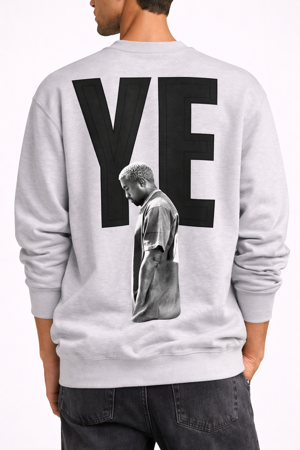 Tricou Oversize Bărbați YE Kanye West Print – Alb, Negru, Gri Streetwear