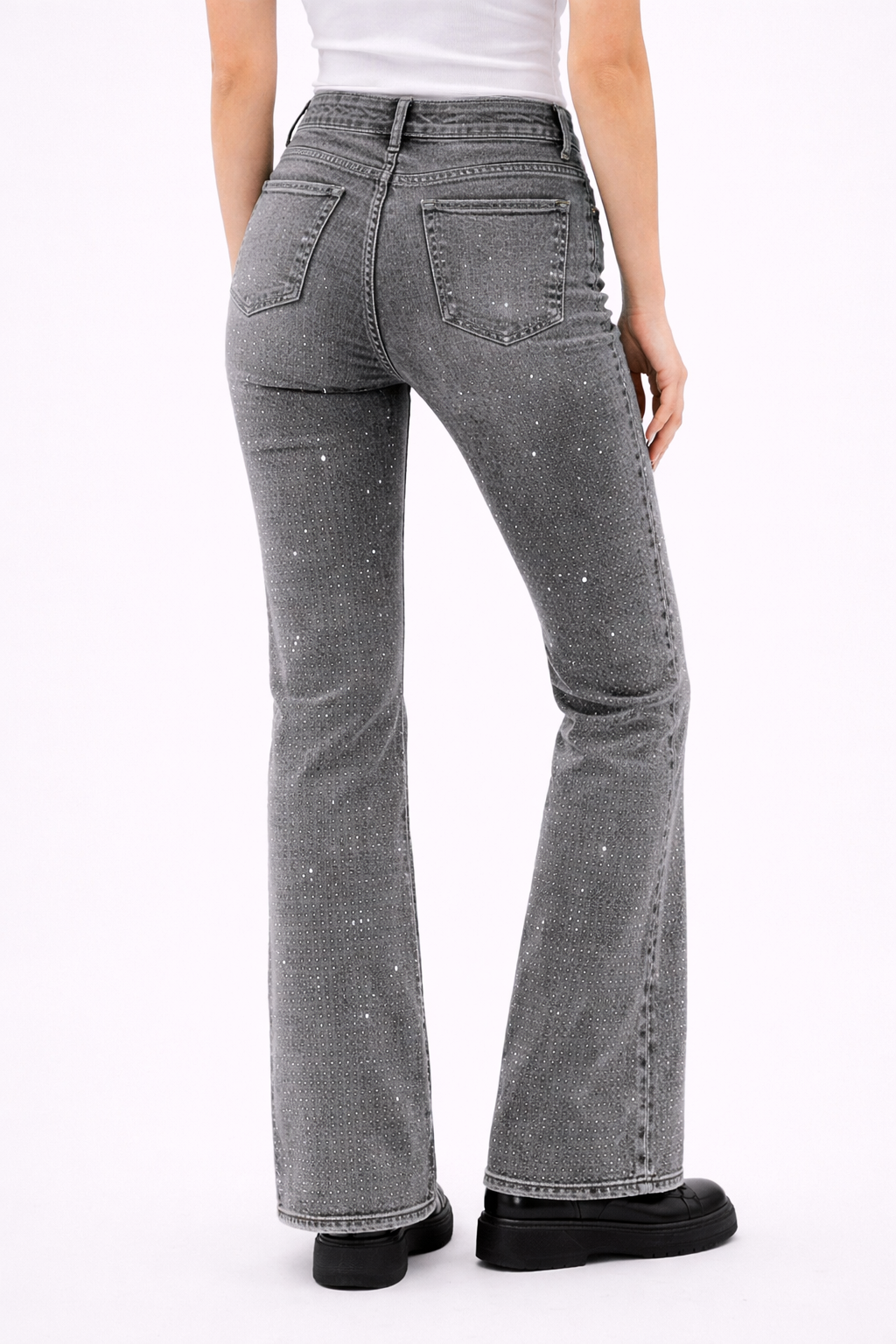 Blugi Damă Bootcut cu Pietricele Strălucitoare – Jeans Elegant Casual