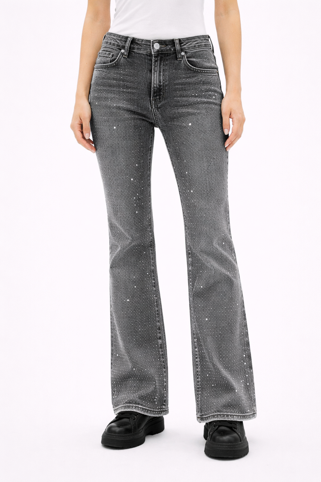 Blugi Damă Bootcut cu Pietricele Strălucitoare – Jeans Elegant Casual