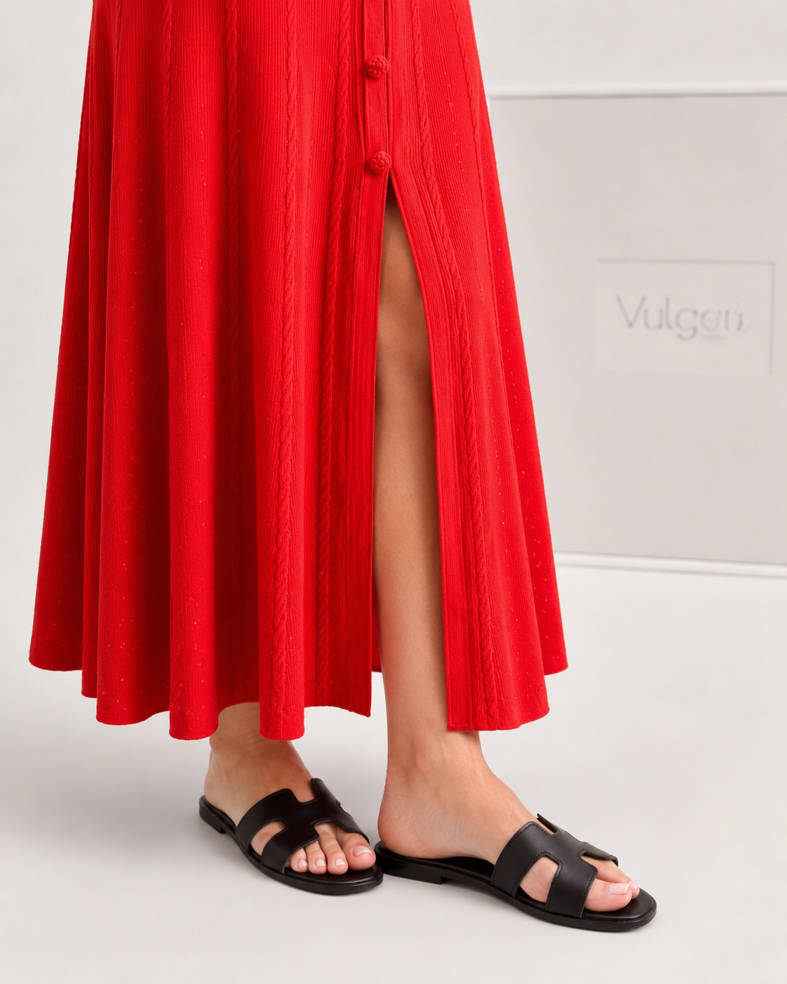 Rochie maxi roșie premium cu fustă amplă și design sofisticat