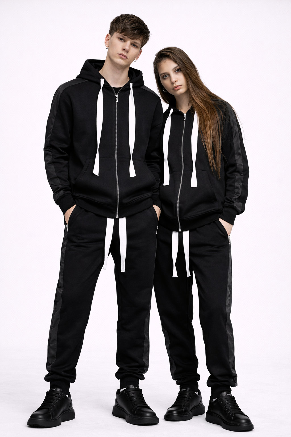 Set Unisex Sport Negru – Hanorac și Pantaloni Casual