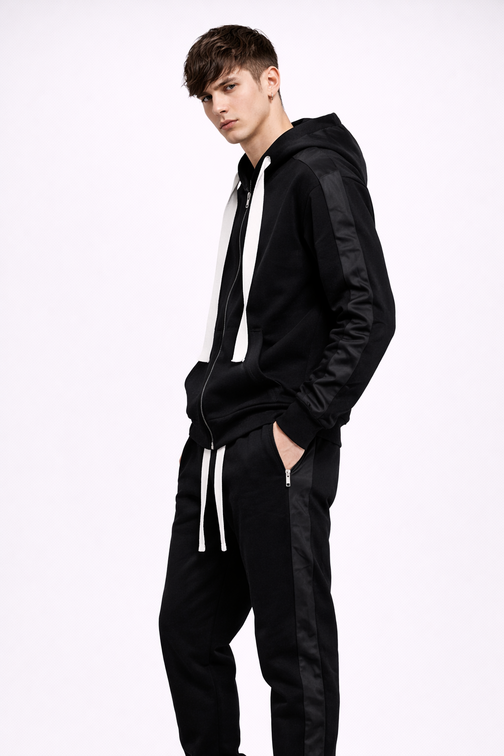 Set Unisex Sport Negru – Hanorac și Pantaloni Casual