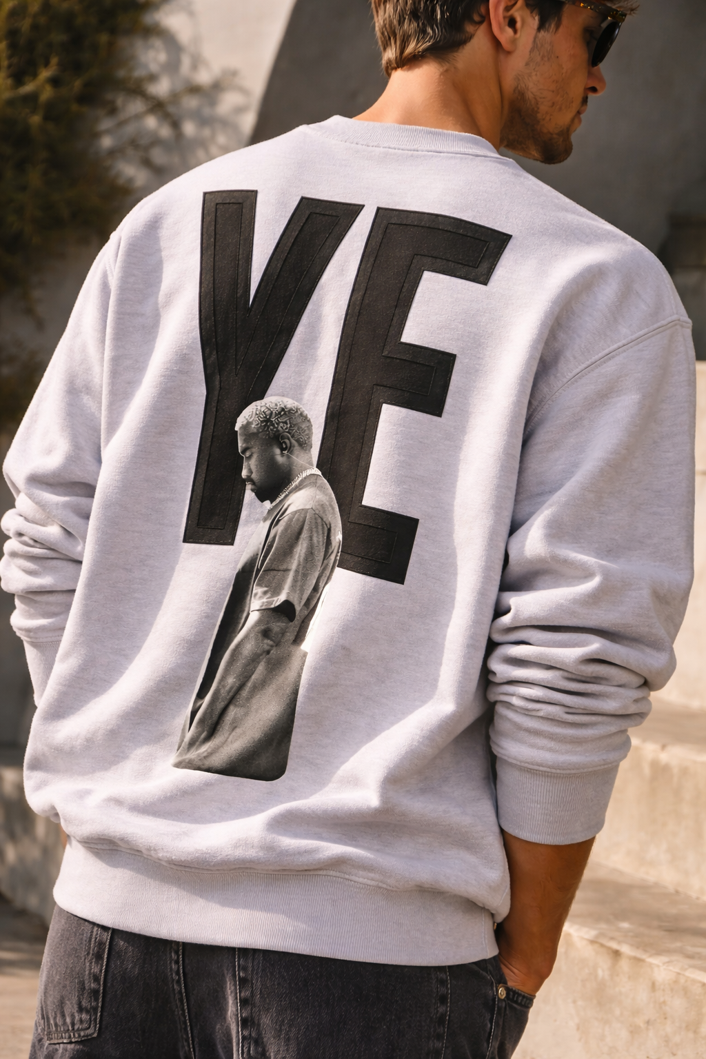 Tricou Oversize Bărbați YE Kanye West Print – Alb, Negru, Gri Streetwear