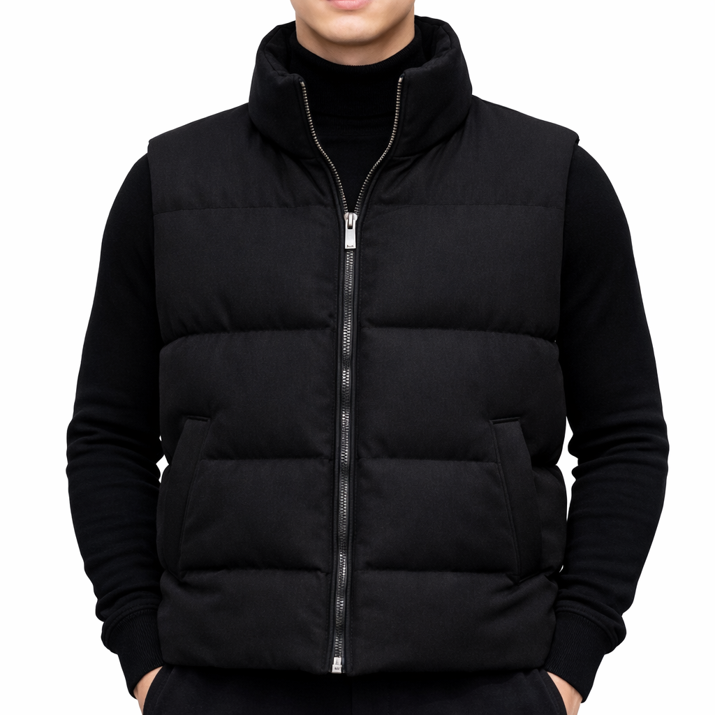 Vestă Matlasată Neagră Bărbați – Puffer Casual Streetwear