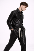 Set Unisex Piele Ecologică Model Piton – Cămașă și Pantaloni Elegant