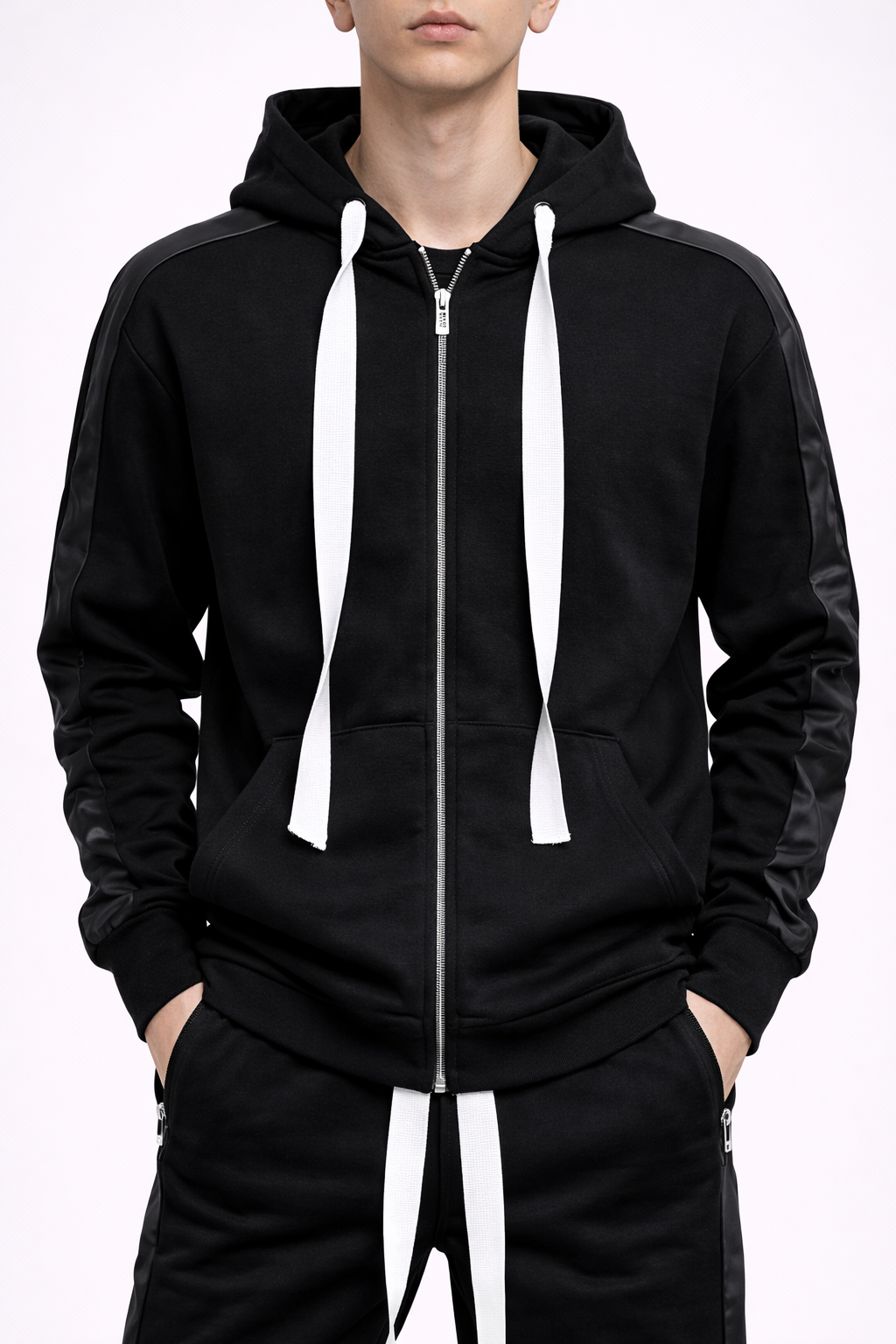 Set Unisex Sport Negru – Hanorac și Pantaloni Casual