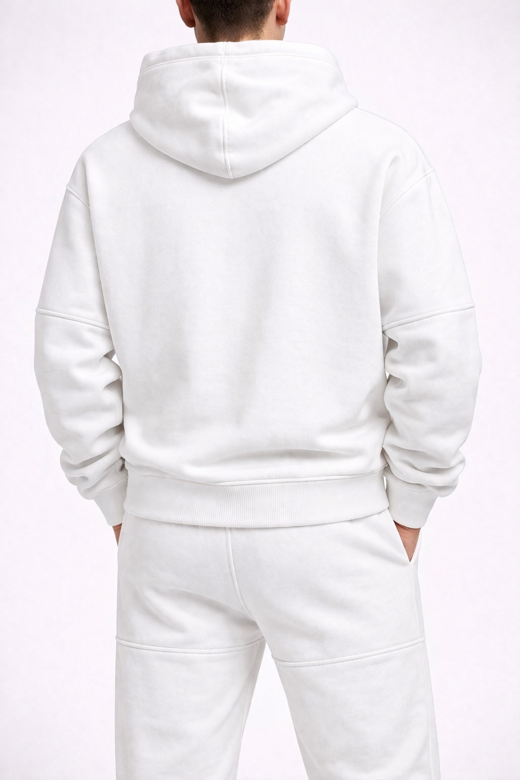 Trening Oversize Gros Vătuit Bărbați – Hanorac și Pantaloni Alb/Negru Casual