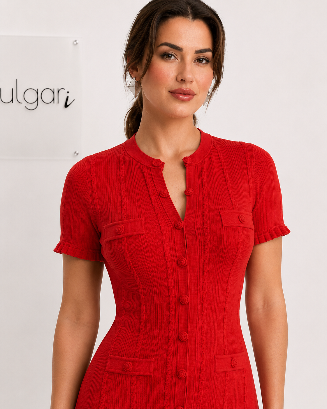 Rochie maxi roșie premium cu fustă amplă și design sofisticat