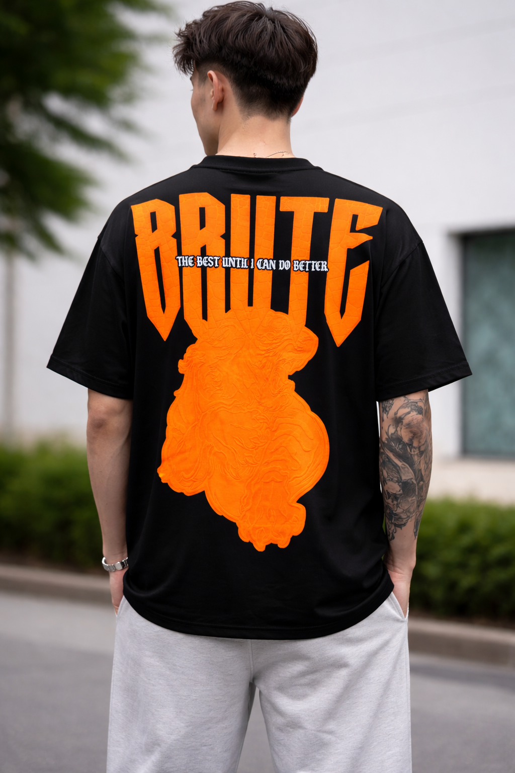 Tricou Negru Oversize BRUTE Print – Streetwear