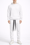 Trening Unisex Alb cu Pietre – Hanorac și Pantaloni Oversize Casual