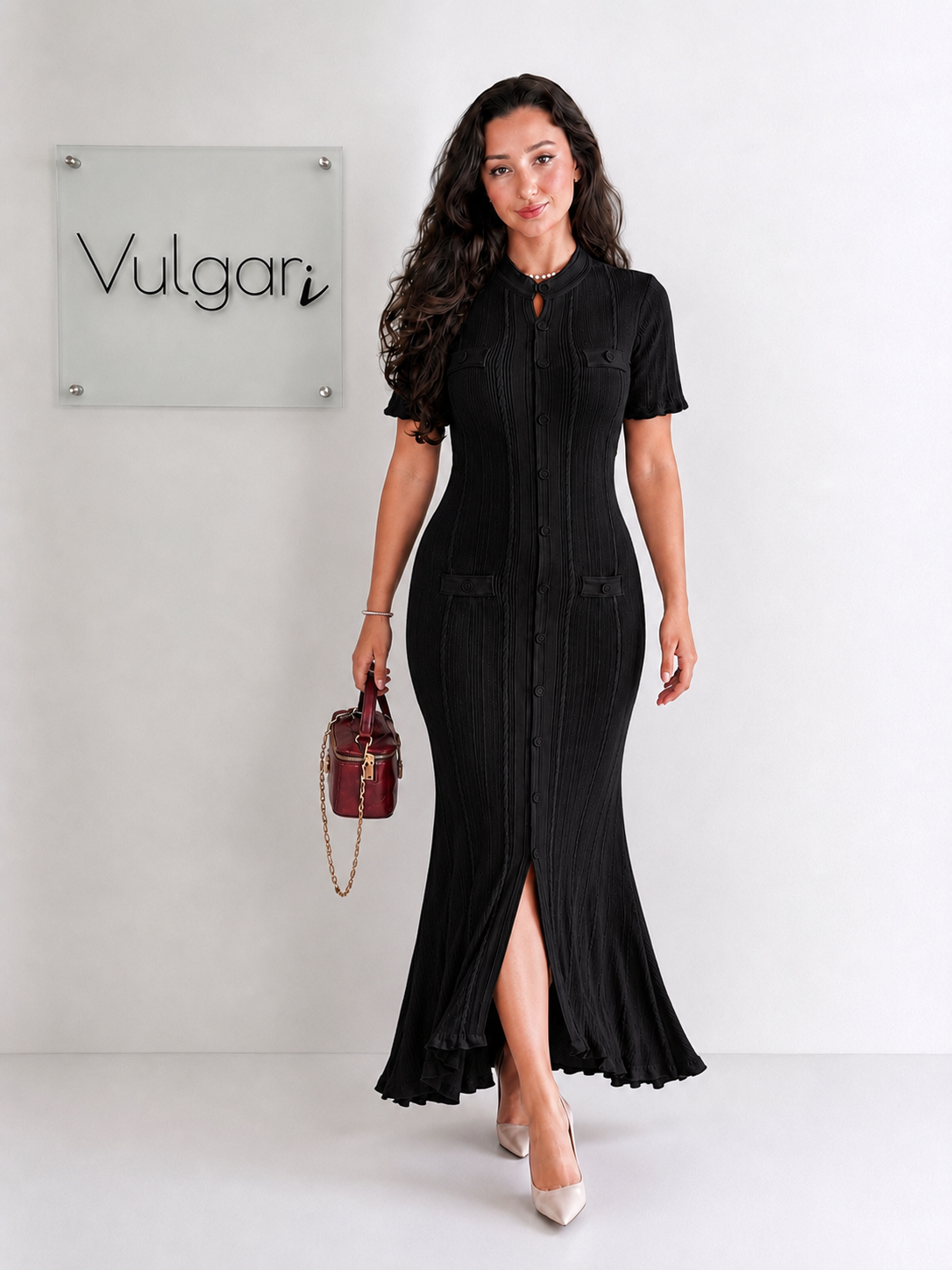 Rochie Lungă Neagră de Vară, Croială Mulată