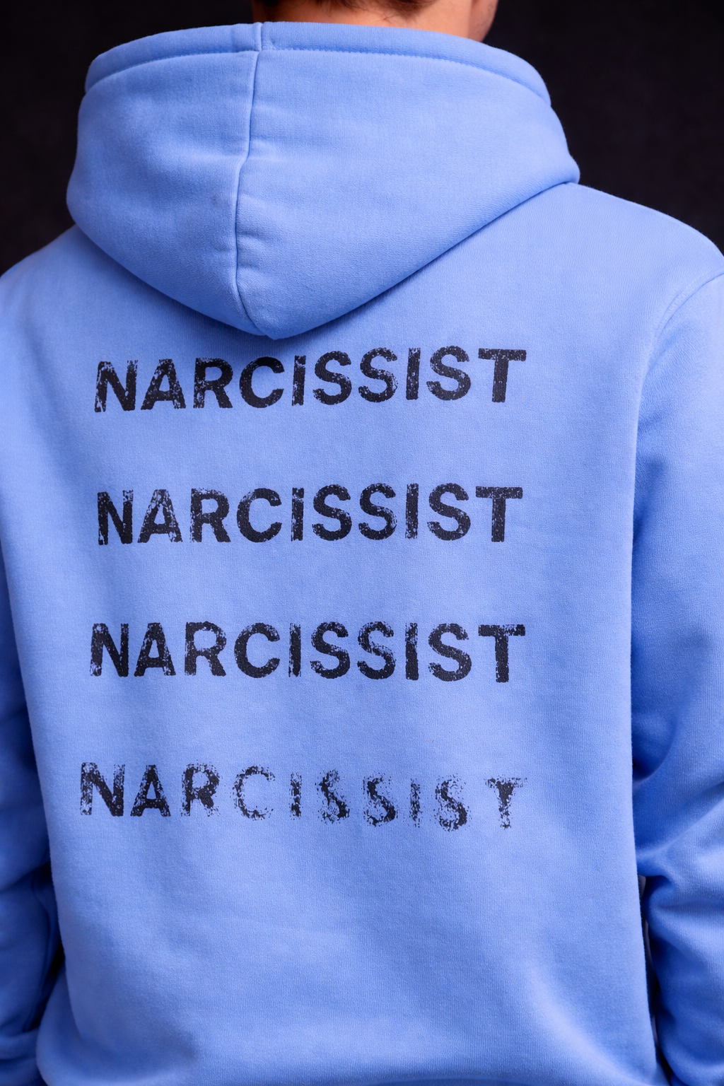 Hanorac Oversize Albastru Bărbați – Narcissist Print Streetwear
