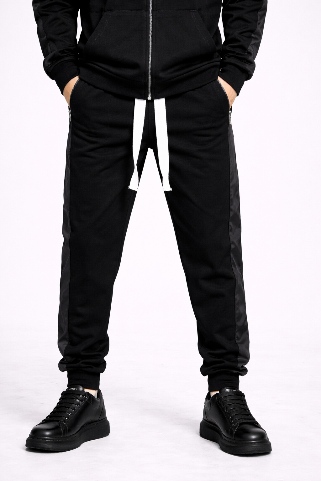 Set Unisex Sport Negru – Hanorac și Pantaloni Casual