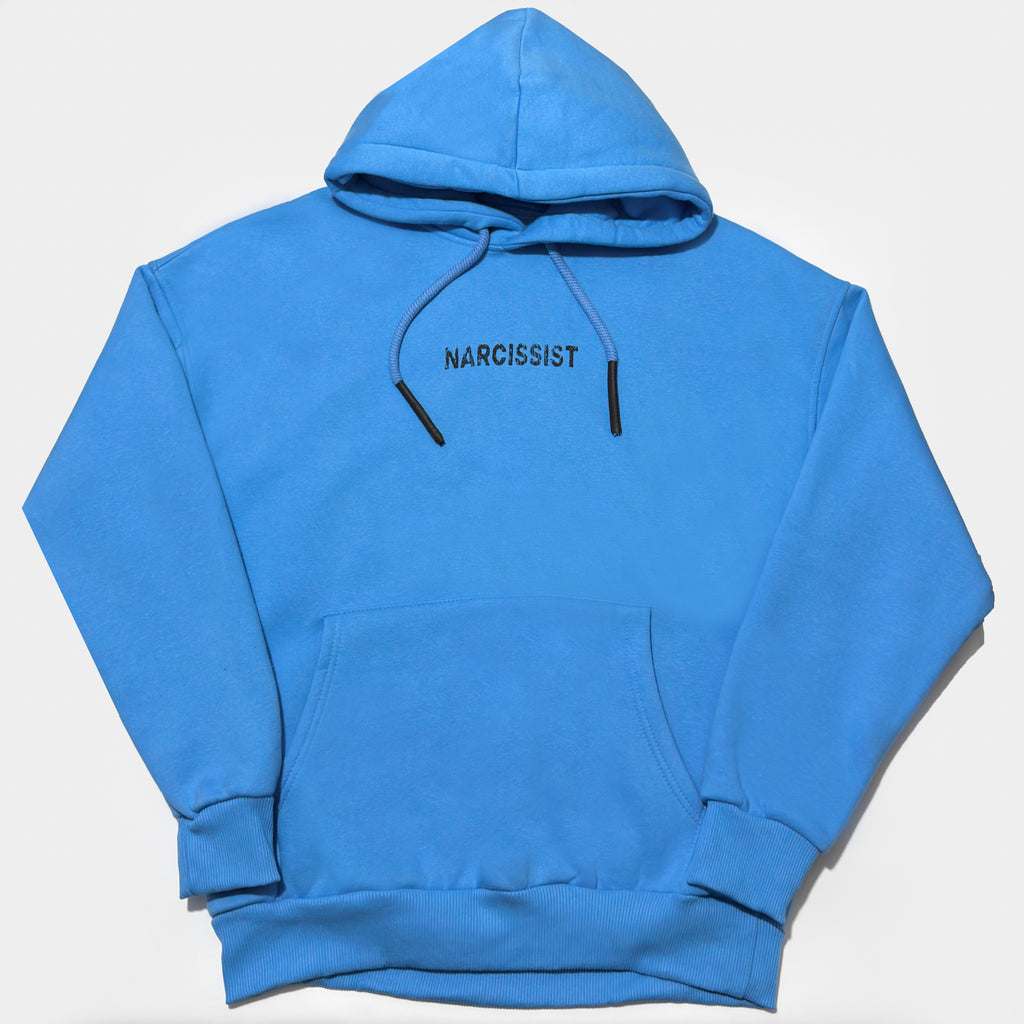 Hanorac Oversize Albastru Bărbați – Narcissist Print Streetwear