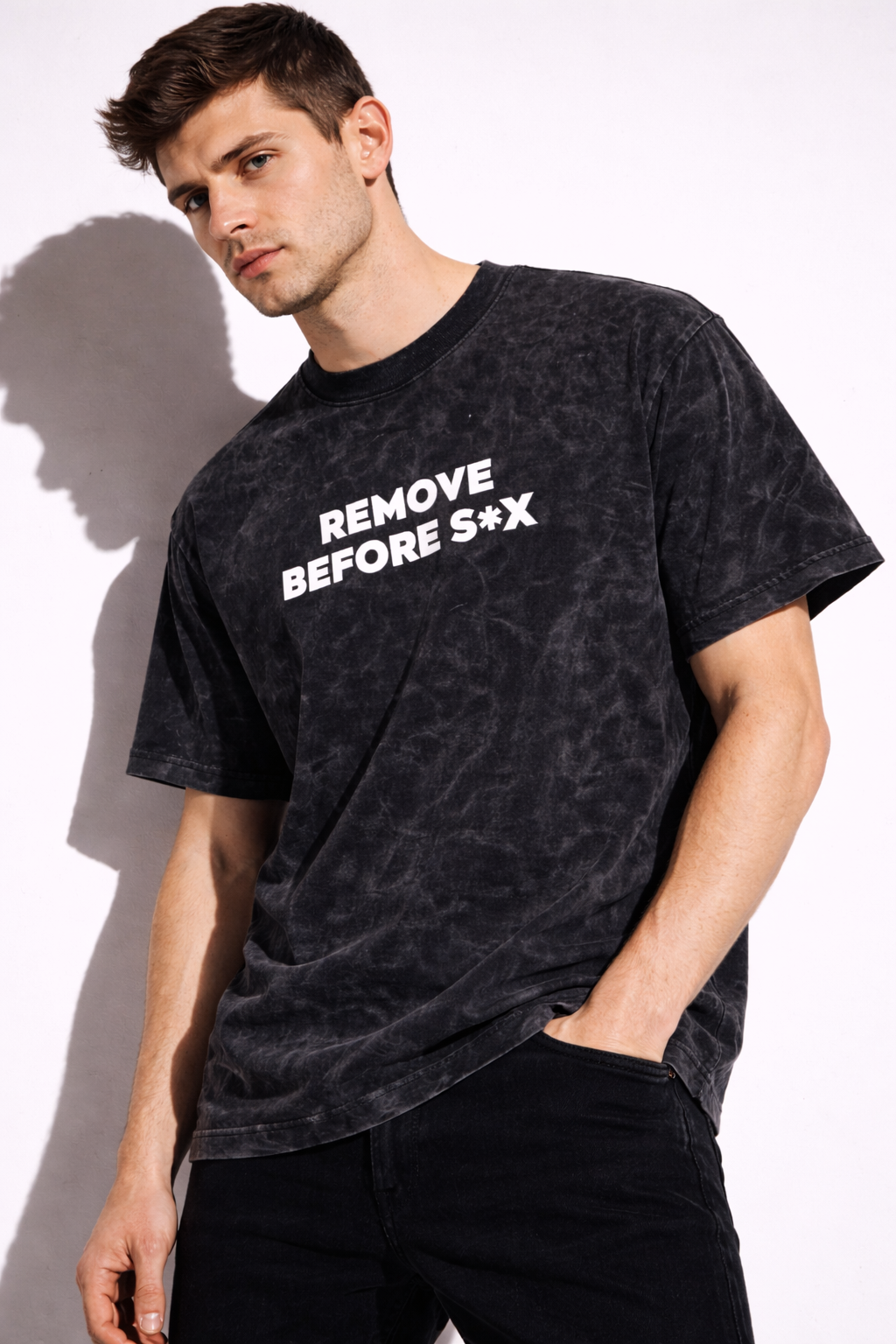 Tricou Oversize Negru – Remove Before Sex Print Streetwear