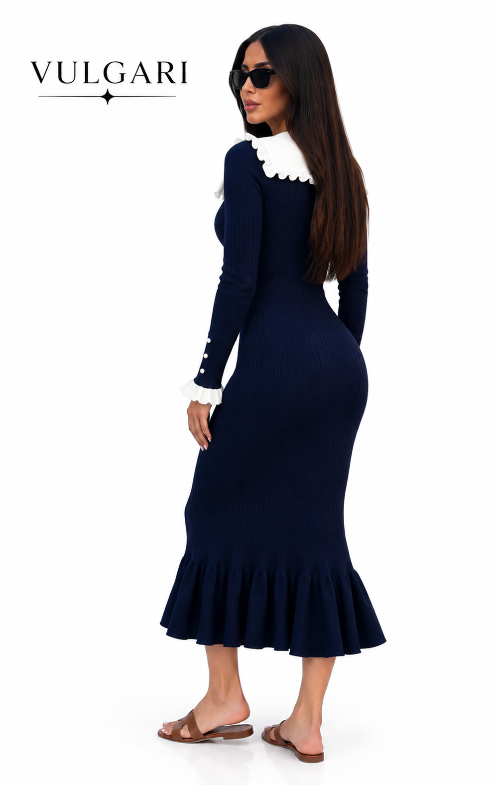 Rochie guler bleumarin