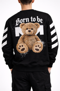 Bluză Oversize Neagră Bărbați – Bear Teddy Born To Print Streetwear