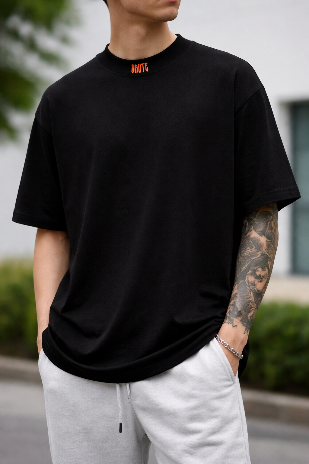 Tricou Negru Oversize BRUTE Print – Streetwear
