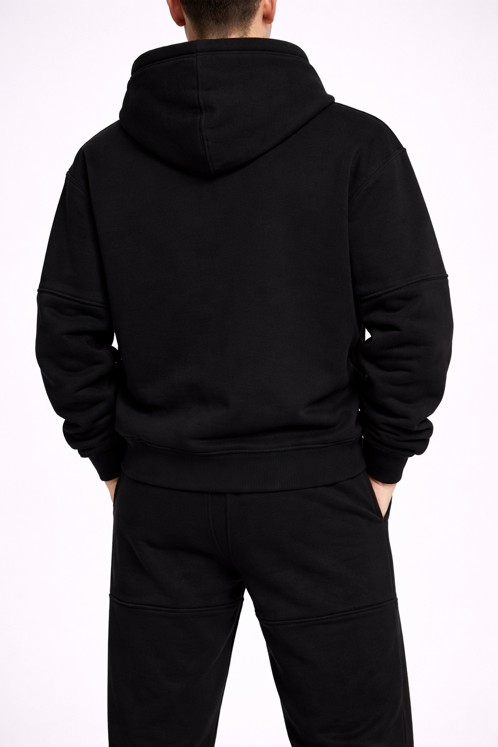 Trening Oversize Gros Vătuit Bărbați – Hanorac și Pantaloni Alb/Negru Casual
