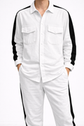 Trening Unisex Alb – Cămașă și Pantaloni Fashion Casual
