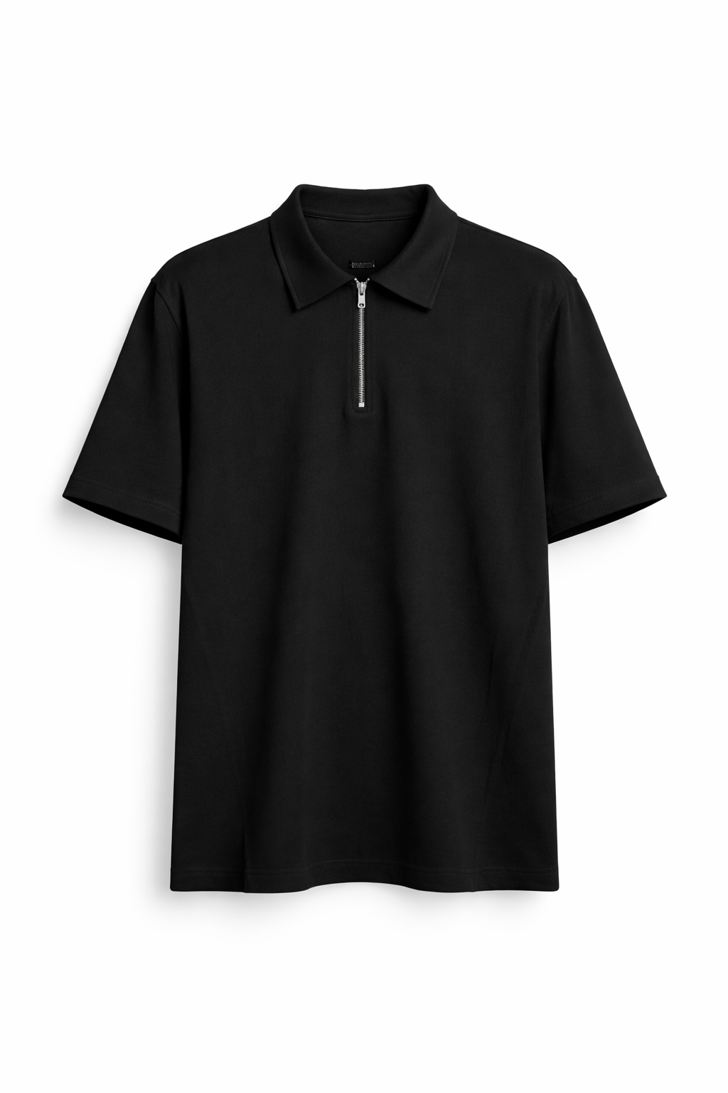 Tricou Polo Oversize Negru Bărbați – Casual cu Fermoar