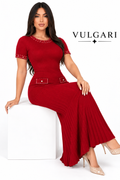Rochie maxi roșie cu perle decorative