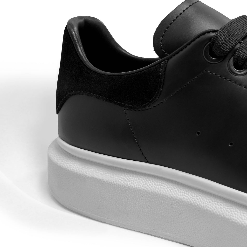Sneakers Unisex din Piele Naturală Negri Talpă Albă Casual