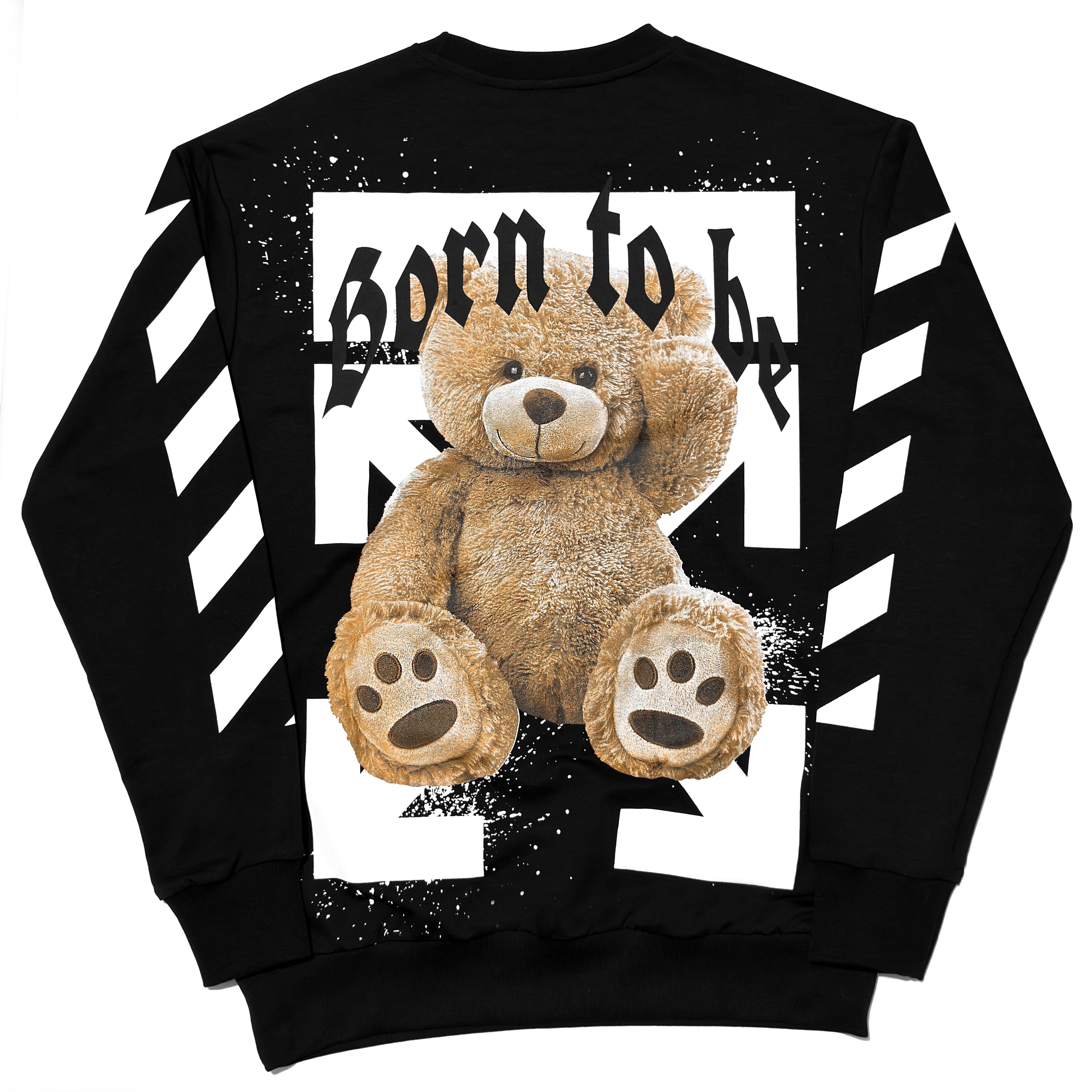 Bluză Oversize Neagră Bărbați – Bear Teddy Born To Print Streetwear