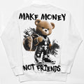 Bluză Oversize Bărbați Make Money Not Friends – Streetwear Alb, Negru
