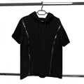Tricou Negru cu Fermoar și Glugă Bărbați – Zipper Casual
