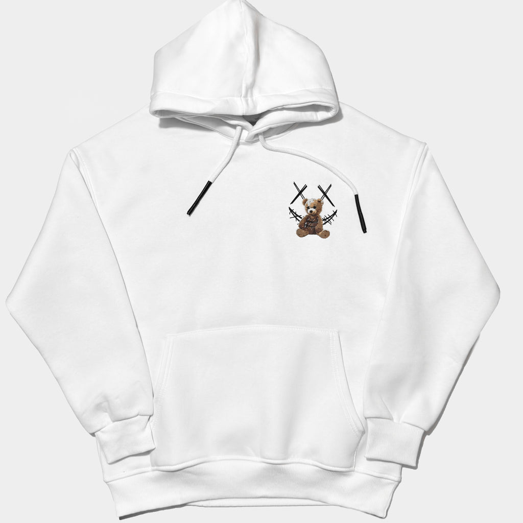 Hanorac Oversize Alb Bărbați – Bear Teddy Print Streetwear