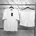 Compleu Sport Oversize Alb Bărbați – Tricou și Pantaloni Scurți Casual