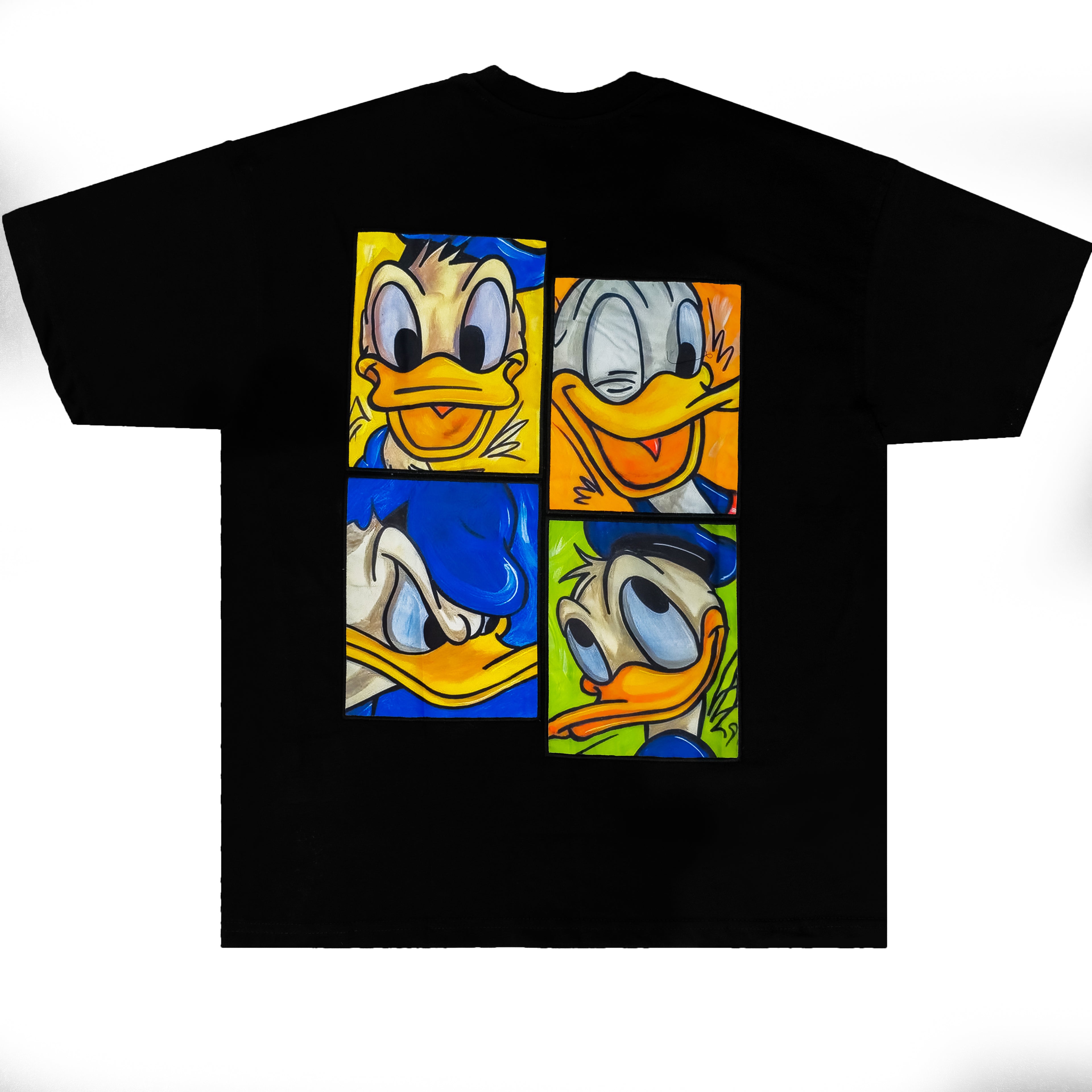 Tricou Donald Duck Print Alb / Negru – Streetwear Bărbați