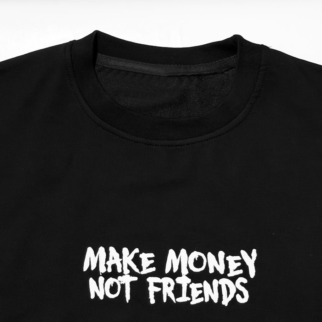 Bluză Oversize Bărbați Make Money Not Friends – Streetwear Alb, Negru
