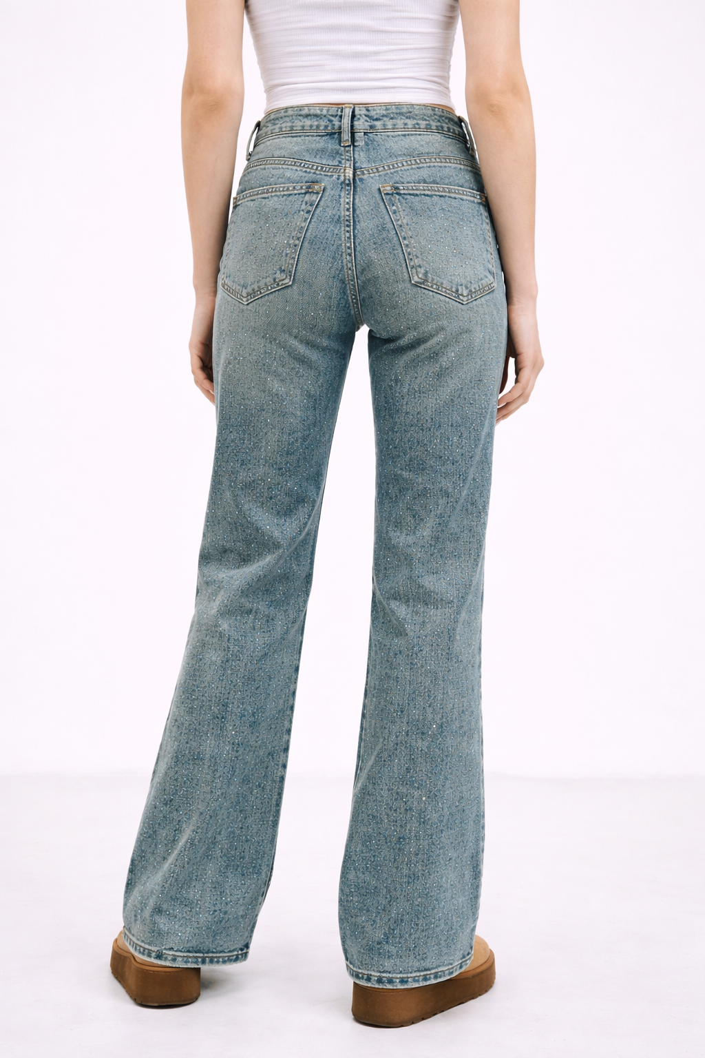 Blugi Damă Bootcut cu Pietricele – Jeans Casual