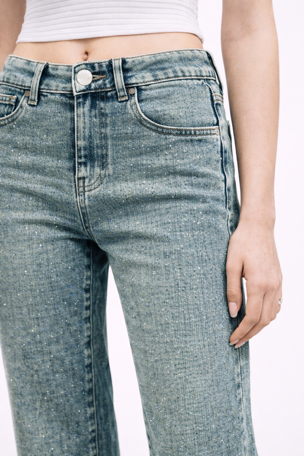 Blugi Damă Bootcut cu Pietricele – Jeans Casual