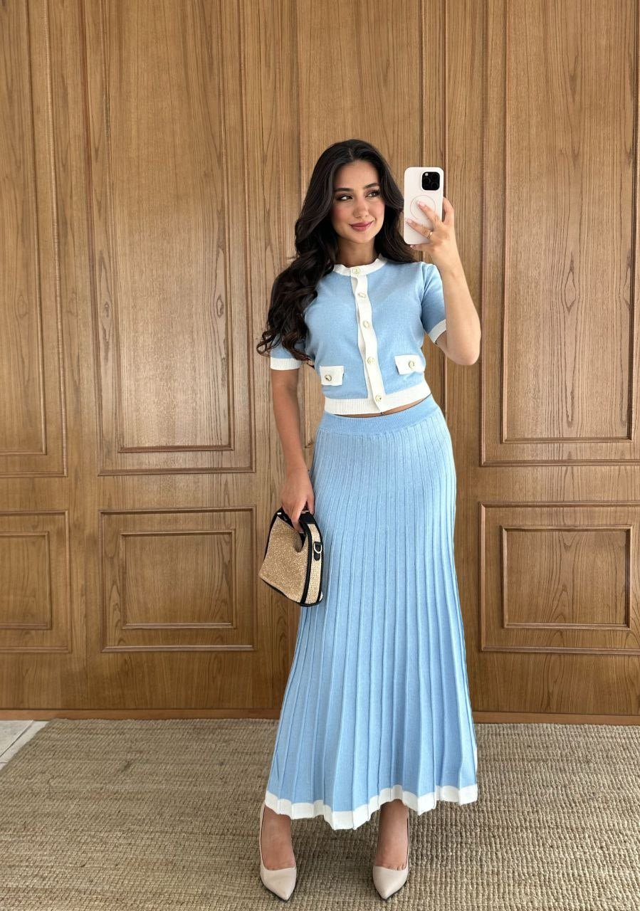 Set fustă bluză baby blue