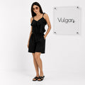Compleu Damă Negru de Vară, Top cu Volane și Pantaloni Scurți Lejeri, Set 2 Piese